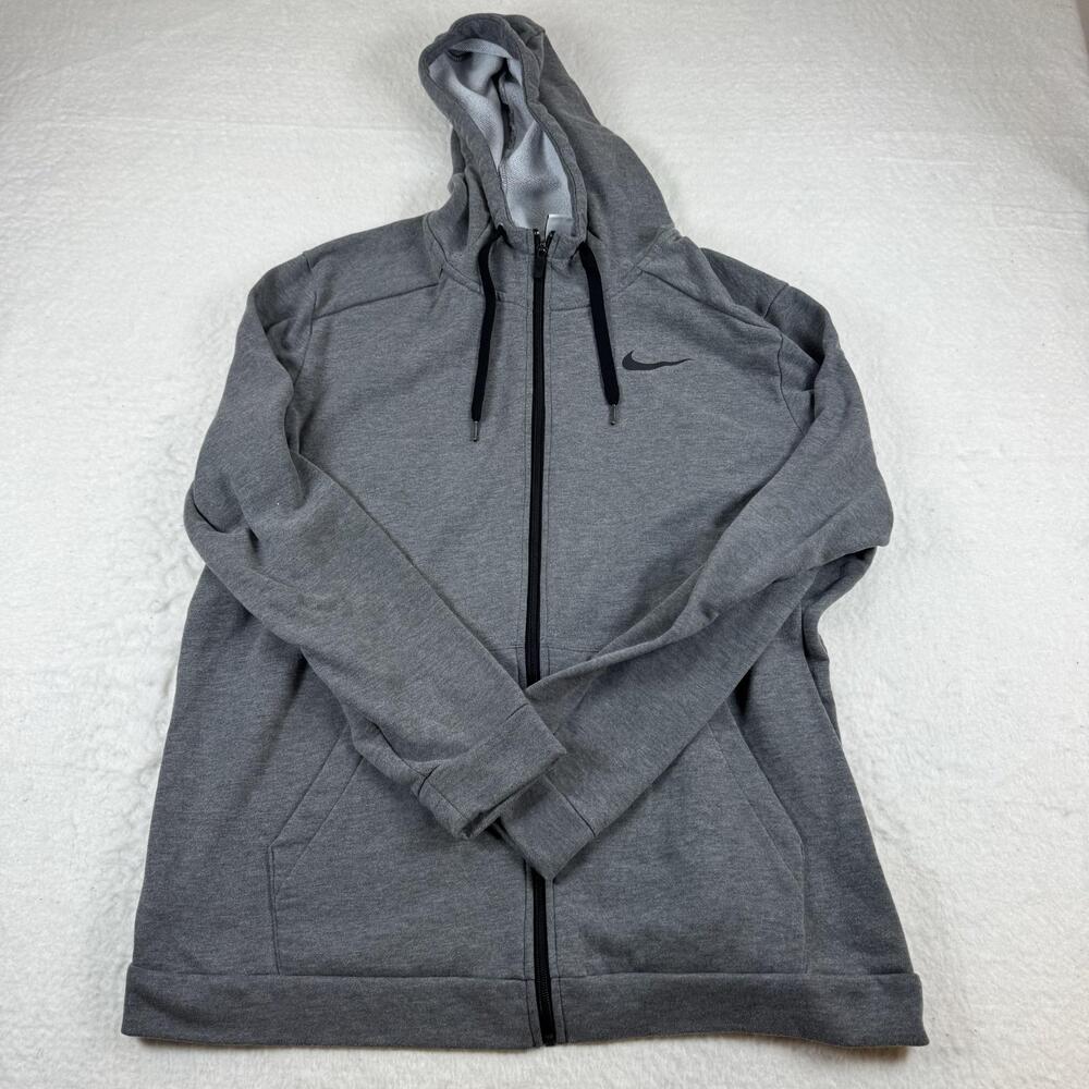 Nike Hoodie Mens Size 2XL Gray Dri-Fit Full Zip Knit Sweatshirt Fleece Athletic